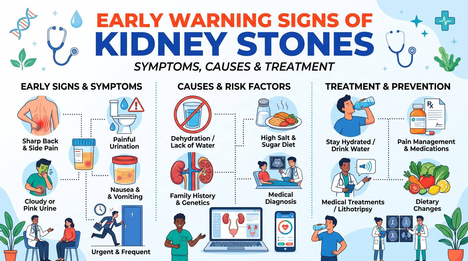 Early Warning Signs of Kidney Stones – Symptoms, Causes and Treatment